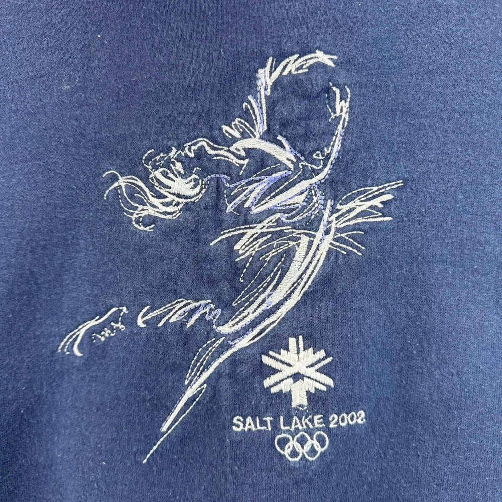 Vintage Salt Lake 2002 Olympics Sweatshirt Navy Blue Figure Skater XL Crewneck
